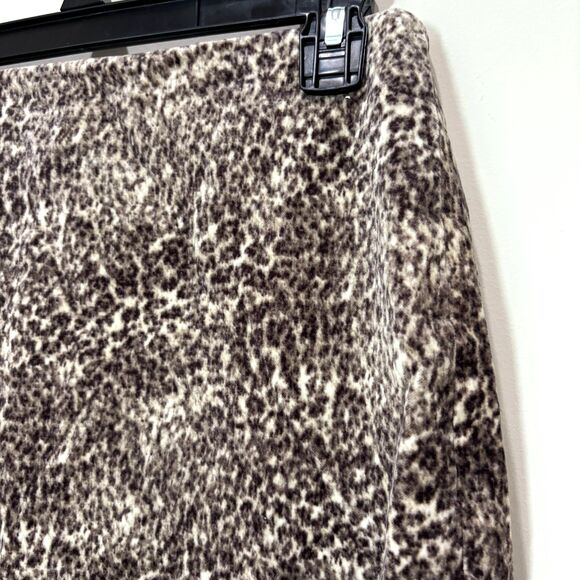 Talbots Animal Print Brown Pencil Skirt 2 Velvet Rockability Old Money Classic - Picture 2 of 7